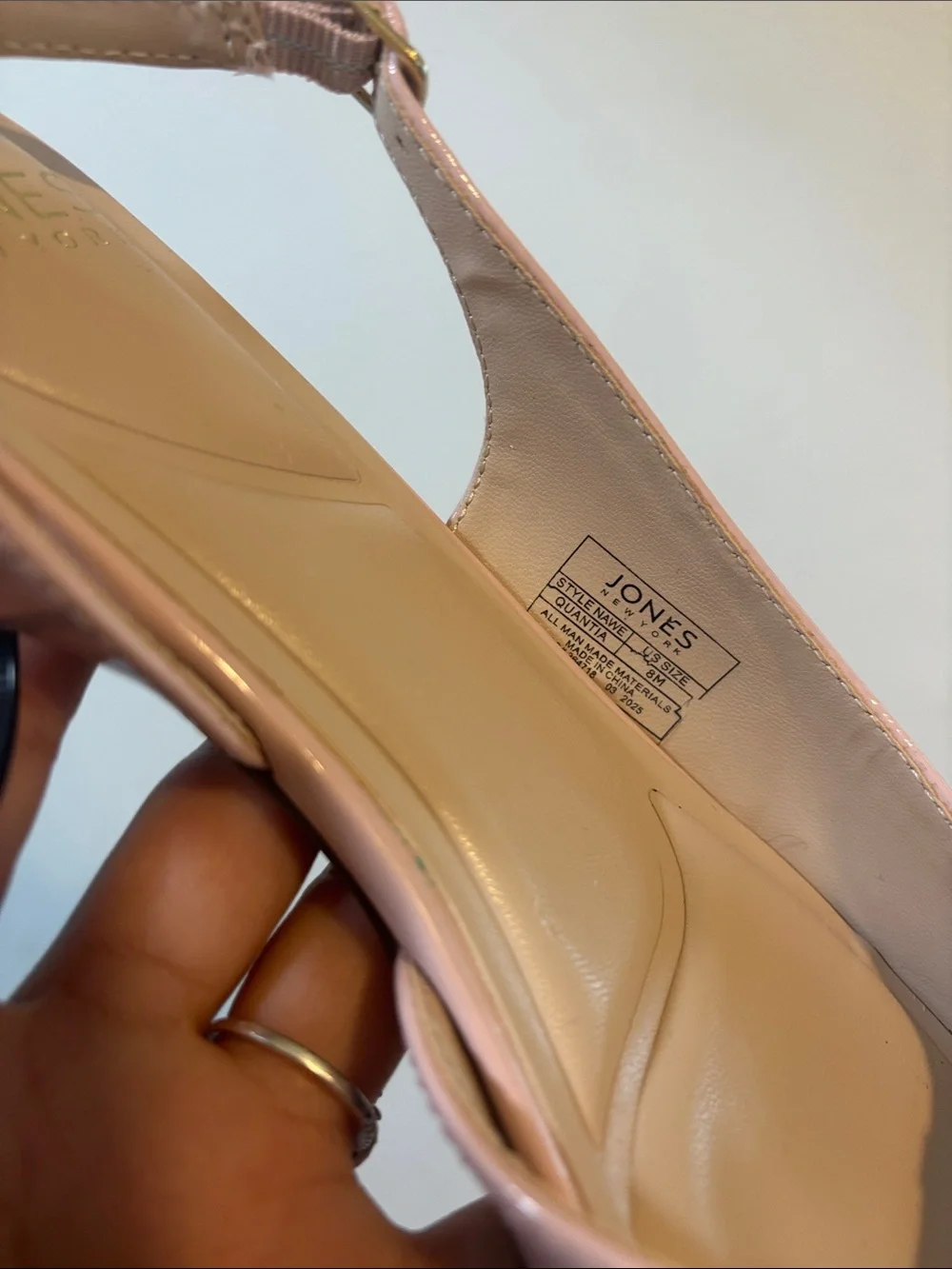 Jones New York Blush Patent Pointed Slingback Flats with Bow